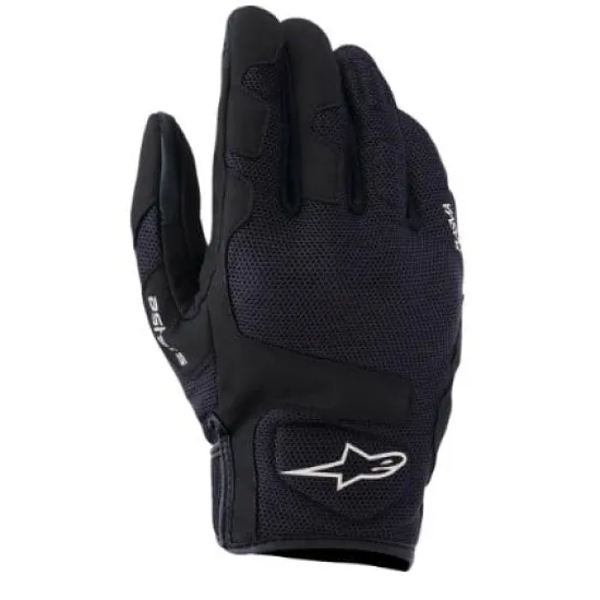 Черни летни мото ръкавици Alpinestars Ignite с мрежеста горна part, Nucleon протектори на ставите и бяло лого на китката