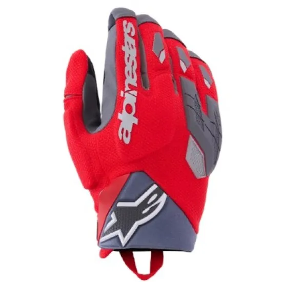 Червено-сиви мото ръкавици Alpinestars Durack с TPR протектори на кокалчетата и велкро маншет
