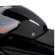 Черна грапава подложка R&G Tank Traction Pad монтирана на резервоара на CFMOTO 300NK с оранжеви акценти и лого R&G