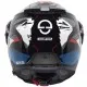 Модулна каска SCHUBERTH E2 Trail Blue с графичен дизайн в сиво, синьо и бяло, отворена брадичка и регулируема козирка