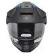 Модулна каска SCHUBERTH E2 Trail Blue с графичен дизайн в сиво, синьо и бяло, отворена брадичка и регулируема козирка