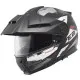 Сива адвенчър каска SCHUBERTH E2 Trail Grey с бяло-червен дизайн, регулируема козирка, двоен подбрадник и вентилационни отвори