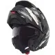 Сива адвенчър каска SCHUBERTH E2 Trail Grey с бяло-червен дизайн, регулируема козирка, двоен подбрадник и вентилационни отвори