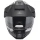 Сива адвенчър каска SCHUBERTH E2 Trail Grey с бяло-червен дизайн, регулируема козирка, двоен подбрадник и вентилационни отвори
