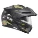 Каска Schuberth E2 Trail Green в камуфлажен дизайн със зелени и кафяви тонове, регулируема козирка, прозрачен визьор и вентилационни отвори