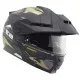 Каска Schuberth E2 Trail Green в камуфлажен дизайн със зелени и кафяви тонове, регулируема козирка, прозрачен визьор и вентилационни отвори