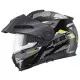 Сива модулна каска SCHUBERTH E2 Trail Yellow с жълти акценти, динамични графични елементи, интегрирана козирка и подвижна брадичка