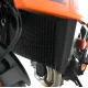 Черен алуминиев протектор за радиатор R&G Racing PRO с honeycomb решетка, монтиран на KTM Duke 990 в оранжево