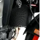 Черен алуминиев протектор за радиатор R&G Racing PRO с honeycomb решетка, монтиран на KTM Duke 990 в оранжево
