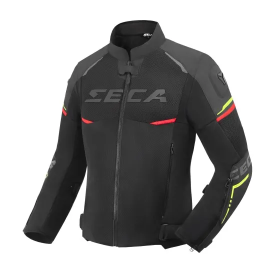 Текстилно яке SECA AIRFLOW III BLACK RED FLUO лятно мото яке