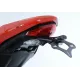 Черна стойка за номер R&G Racing монтирана на червен Ducati Monster 1200S, видими OEM мигачи и LED осветление за номер
