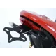 Черна стойка за номер R&G Racing монтирана на червен Ducati Monster 1200S, видими OEM мигачи и LED осветление за номер