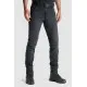 Тъмно-сиви slim-fit мото дънки Pando Moto Casual Robby 03 от Cordura деним с черен колан, отразяващи маншети и задни джобове