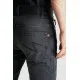 Тъмно-сиви slim-fit мото дънки Pando Moto Casual Robby 03 от Cordura деним с черен колан, отразяващи маншети и задни джобове