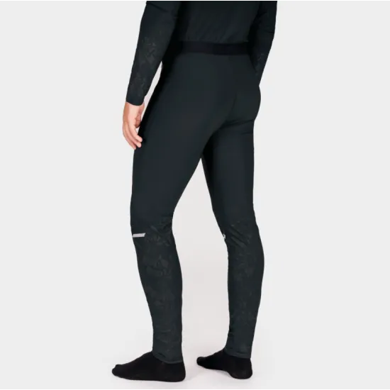 Черно термо долнище Knox Dual Active Base Layer с рефлективни елементи над коленете и широк ластик с лого, снимано отпред и