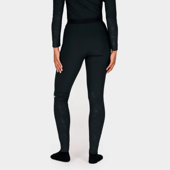Черно термо долнище Knox Dual Active Base Layer с рефлективни елементи над коленете и широк ластик с лого, снимано отпред и
