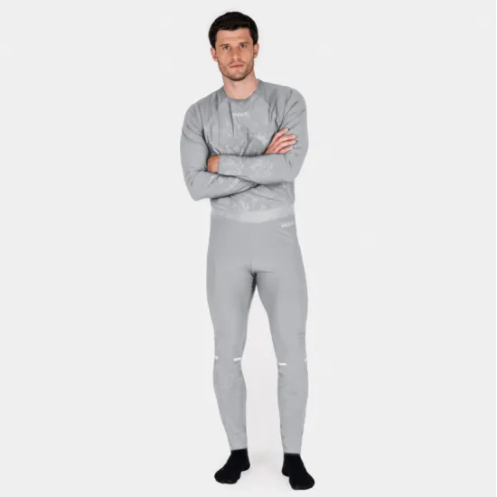 Сиво унисекс термо долнище Knox Dual Active Base Layer с текстурирани панели, широк ластик с лого и светлоотразителни ленти