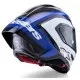 Alpinestars Supertech R10 Arius каска в черно, синьо и бяло - преден изглед с тонирано визьор и карбонова черупка