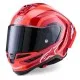 Alpinestars Supertech R10 Arius в червено с тъмен визьор, бял графичен акцент и черен подбрадник - изглед отпред, отзад и от
