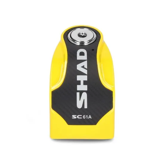 Жълта дискова ключалка SHAD SC61A с карбонов панел, хромирана ключалка и стоманен пин 6мм