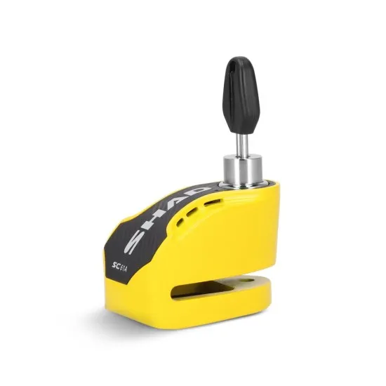 Жълта дискова ключалка SHAD SC61A с карбонов панел, хромирана ключалка и стоманен пин 6мм