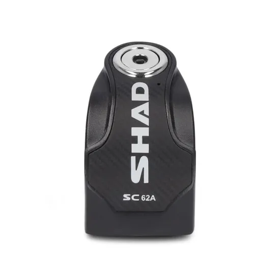 Черна дискова ключалка SHAD SC62A с карбонова текстура, хромиран пин 10 мм и стоманен заключващ механизъм