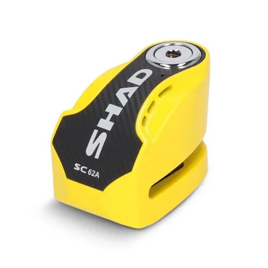 Жълта дискова ключалка SHAD SC62A с карбонов панел, хромиран цилиндър за ключ и 10мм стоманен пин