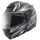 Матово черна flip-up каска SCHUBERTH C5 Zenith с геометрични сиво-бели графики, прозрачен визьор и логото на марката отстрани