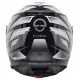 Матово черна flip-up каска SCHUBERTH C5 Zenith с геометрични сиво-бели графики, прозрачен визьор и логото на марката отстрани