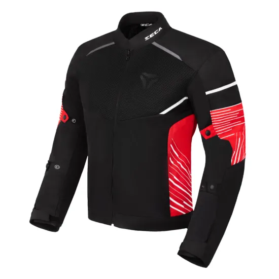 Текстилно яке SECA SUMMER WAY Black Red – лятно вентилирано яке с CE защита