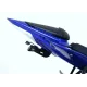 Черна алуминиева стойка за номер R&G Racing монтирана на синя Yamaha YZF-R6 с LED осветление и странични бобини