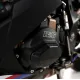 Черен алуминиев протектор R&G PRO с бронзов капак на генератора BMW S1000RR, лазерно гравирано лого и полигонален Skidder