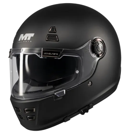 Каска MT Jarama SV Pure A1 Black Matt – ретро каска с ECE 22.06 и слънчева козирка