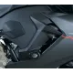 Черни краш тапи R&G Racing Aero монтирани на матово сив обтекател на Honda CBR1000RR Fireblade с видим логотип и носещ