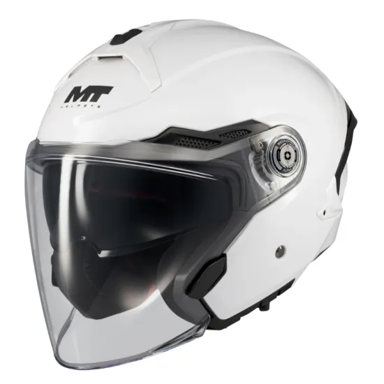 Скутер каска MT COSMO SV PURE A0 White Gloss – Jet каска със слънчев визьор