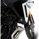 Черна краш тапа R&G Racing Aero Style с бяло лого, монтирана на двигателен капак на Triumph Tiger 900, снимка отблизо
