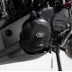 Черен матов протектор за двигател R&G Racing с бяло лого BSB Race Approved, монтиран на Kawasaki Z500, изработен от