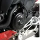 Черен протектор R&G Racing за двигател, монтиран на Ducati Panigale V4 - матово покритие, сменяем централен диск и BSB лого