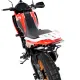 Черна стойка за номер R&G Racing монтирана на червен Moto Morini 650 X-Cape, видими LED мигачи и компактен носач под задния