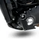 Черни краш тапи R&G Racing Aero монтирани в рамката на Triumph Speed 400 до бронзовата изпускателна тръба