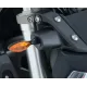 Черен пластмасов адаптер за мигачи R&G Racing монтиран на синя каросерия на Yamaha мотоциклет с компактен LED мигач