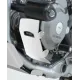 Бял алуминиев протектор R&G Adventure за двигател на Honda CRF250L, монтиран с болтове към рамата, покриващ лявата страна на картера