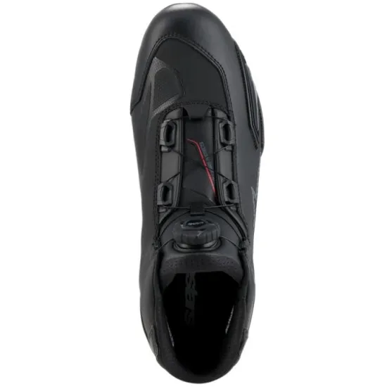 Черни мото боти Alpinestars Celer с Rotor въртящ диск за затваряне, сиви акценти, перфорации за вентилация и текстурирана гумена подметка