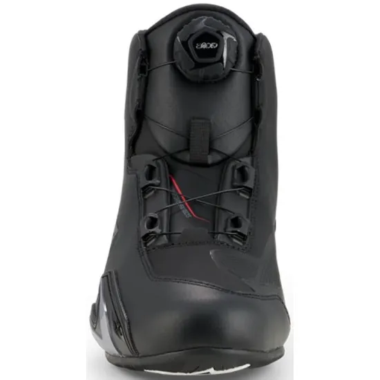 Черни мото боти Alpinestars Celer с Rotor въртящ диск за затваряне, сиви акценти, перфорации за вентилация и текстурирана гумена подметка