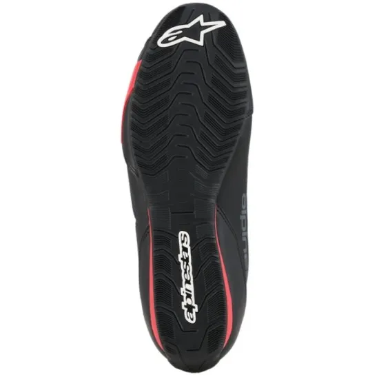 Черни мото боти Alpinestars Celer с червени акценти, Rotor система за затваряне, бяла звезда лого и текстурирана гумена подметка