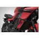 Черни стоманени защитни дъги SW-MOTECH монтирани на червен мотоциклет Yamaha Tracer 9 GT+ около двигателя и радиатора