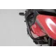 Черни стоманени защитни дъги SW-MOTECH монтирани на червен мотоциклет Yamaha Tracer 9 GT+ около двигателя и радиатора