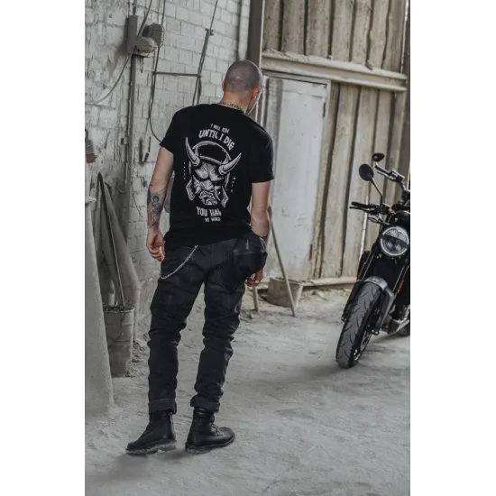 Черни slim fit мото дънки Pando Moto Boss Dyn 01 с мрежести BALISTEX панели на бедрата и светлоотразителна лента на подгъва