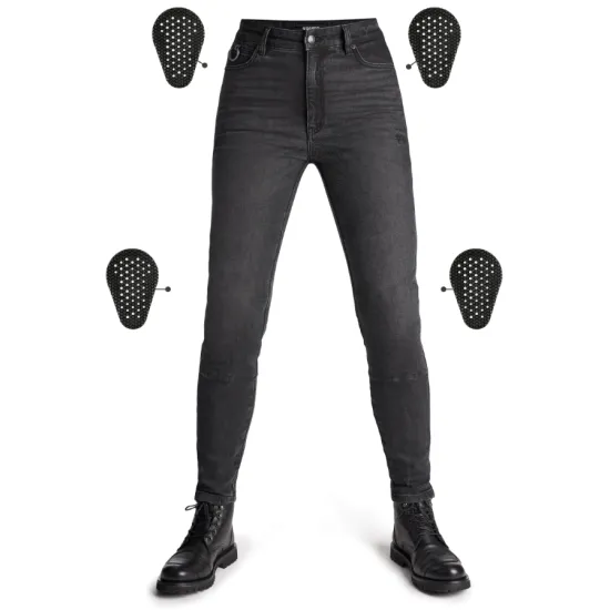 Дамски мото дънки Pando Moto Kaya Slim Grey Armalith с CE протектори и висока талия