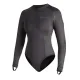 Черно дамско мото боди Pando Moto Shell WW Black 02 с дълъг ръкав, предно цип-закопчаване, текстурирани BALISTEX® панели на